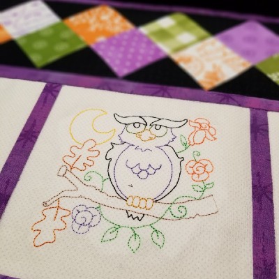 Halloween embroidery design owl